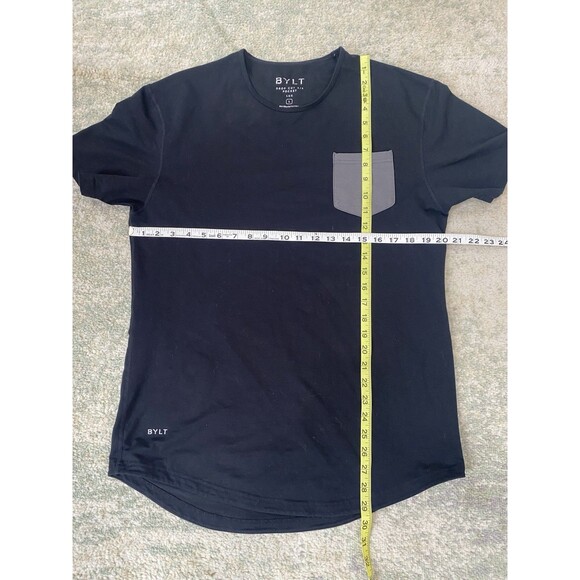 BYLT Drop Cut Lux Crew Neck Shirt Mens Large Athletic Athleisure S/S Gym Pocket - Picture 4 of 5